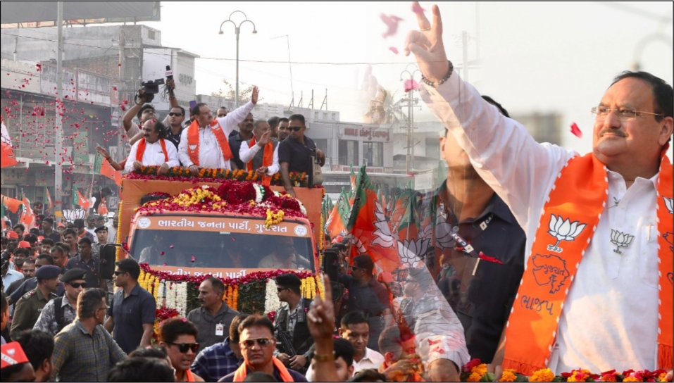 BJP के राष्ट्रीय अध्यक्ष श्री जगत प्रकाश नड्डा की हमदाबाद के खड़िया-जमालपुर और खेड़ा के नदियाड में रोड शो